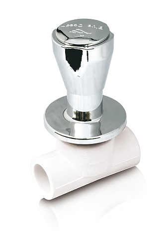 Проходной кран с хромированным кожухом под штукатурку