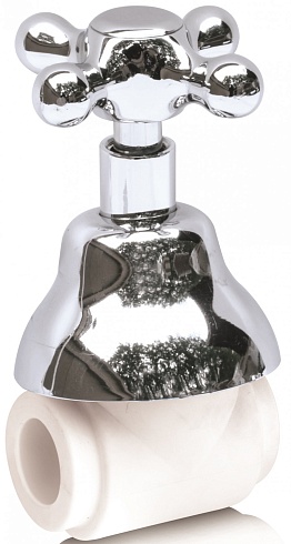 Полнопроходной кран с хромированным кожухом под штукатурку