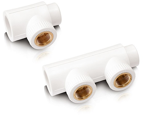 Универсальный наборный коллектор из ППР внутренний/ наружный с резьбовыми соединительными головками с внутренней резьбой